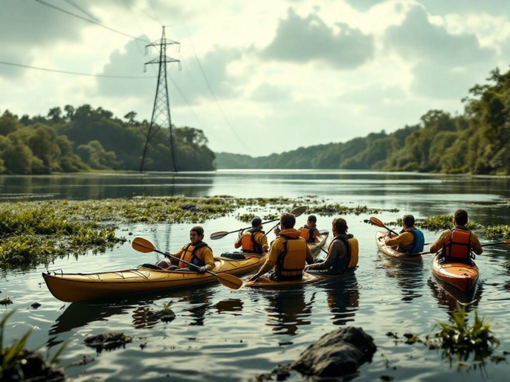 Groupe de canoë-kayak bloqué sur la Garonne.