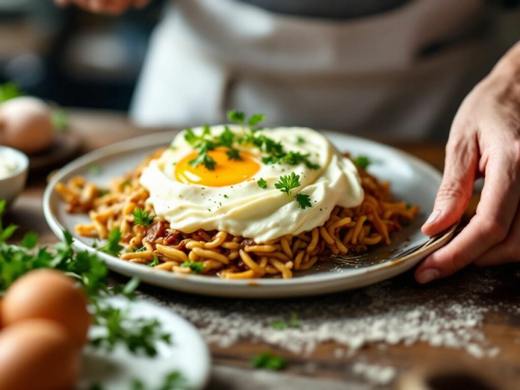 Corentin préparant des œufs mayonnaise avec passion.