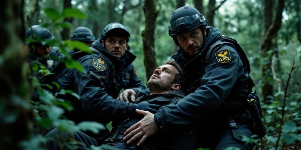 Marc Lièvremont secouru par des gendarmes en forêt.