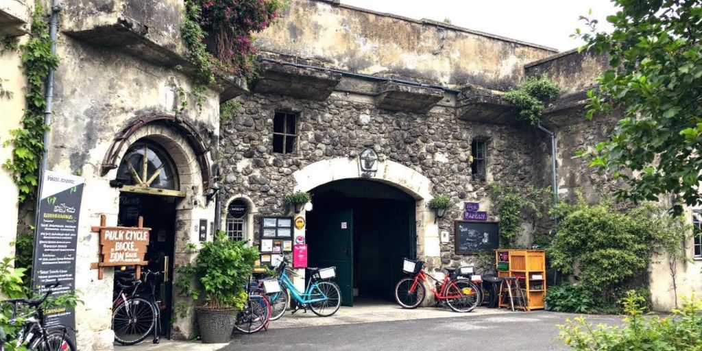 Bunker réaménagé en local pour vélos à Rennes.