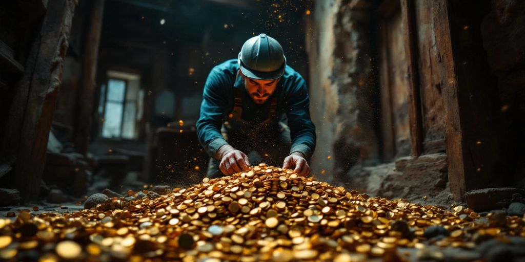 Un ouvrier découvre des pièces d'or dans une maison.