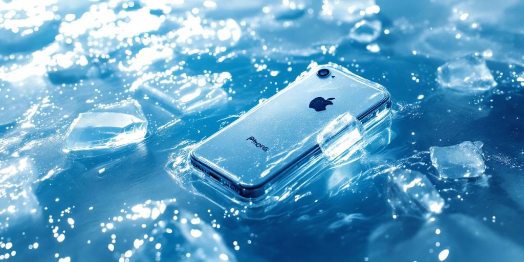 iPhone piégé sous la glace d'une patinoire